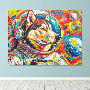 DOGS IN SPACE-HUSKY 4 CANVAS PRINT