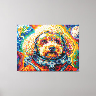 DOGS IN SPACE-POODLE 12 CANVAS PRINT