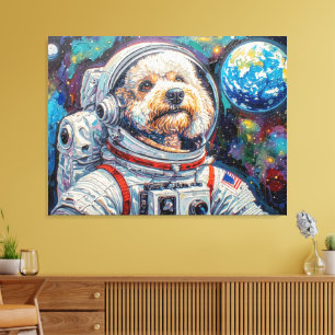 DOGS IN SPACE-POODLE 21 CANVAS PRINT