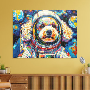 DOGS IN SPACE-POODLE 23 CANVAS PRINT