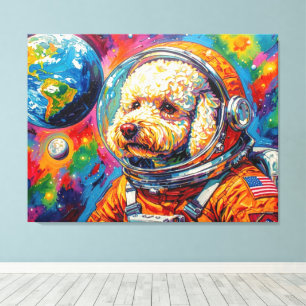 DOGS IN SPACE-POODLE CANVAS PRINT