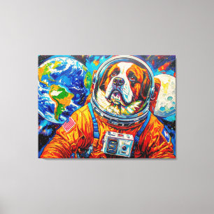 DOGS IN SPACE-ST BERNARD 7 CANVAS PRINT