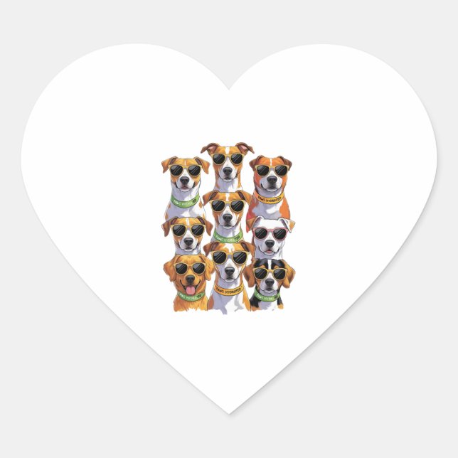 Dogs in sunglasses Paws Hydrated Heart Sticker (Front)