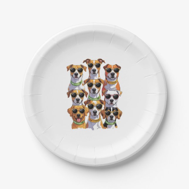 Dogs in sunglasses Paws Hydrated Paper Plate (Front)