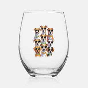 Dogs in sunglasses Paws Hydrated Stemless Wine Glass