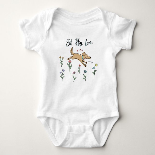 Dogs in the Garden II | Eat Play Love Baby Bodysuit (Front)