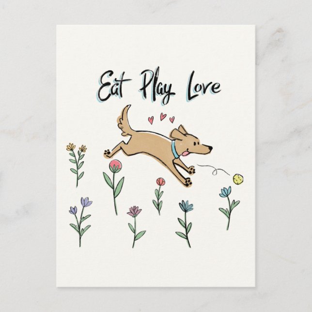 Dogs in the Garden II | Eat Play Love Postcard (Front)