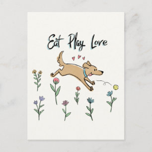 Dogs in the Garden II Eat Play Love Postcard