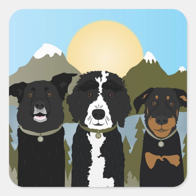 Dogs In The Mountains Square Sticker (Front)