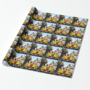 Dogs/Labs in Convertible w/Santa Hats Wrapping Paper