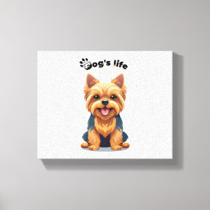 Dog's Life Fun Yorkshire Terrier Illustration Canvas Print