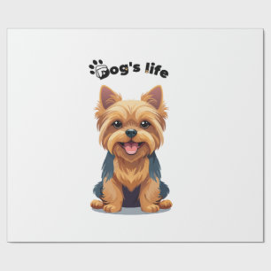 Dog's Life Fun Yorkshire Terrier Illustration Wrapping Paper