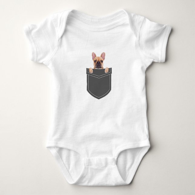 Dogs Lovers | French Bulldog In My Pocket Apparel Baby Bodysuit (Front)