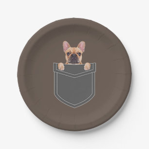 Dogs Lovers French Bulldog In My Pocket Apparel Paper Plate