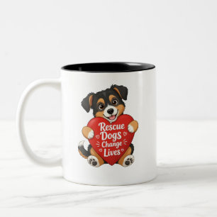Dogs Make Life Better Heart Typography Design Two-Tone Coffee Mug