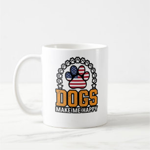 Dogs Make Me Happy Patriotic Paw Vintage Shirt Des Coffee Mug