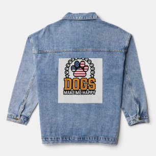Dogs Make Me Happy Patriotic Paw Vintage Shirt Des Denim Jacket