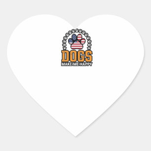 Dogs Make Me Happy Patriotic Paw Vintage Shirt Des Heart Sticker