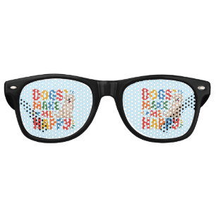 Dogs Make Me Happy  Pet Love Inspirational Quote Retro Sunglasses