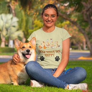 Dogs Make Me Happy Pet Lover Casual  T-Shirt