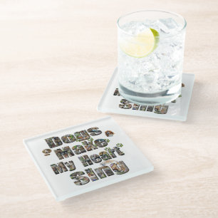 Dogs Make My Heart Sing Picture Logo, Glass Coaster