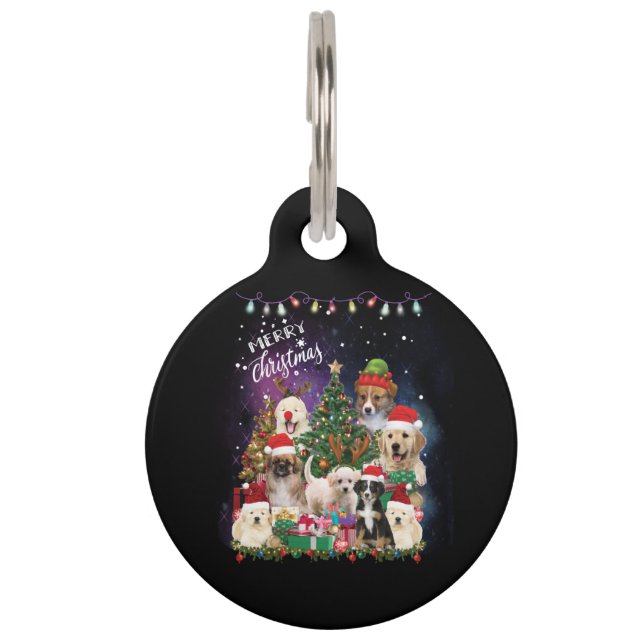dogs Merry christmas Light Pet Tag (Front)