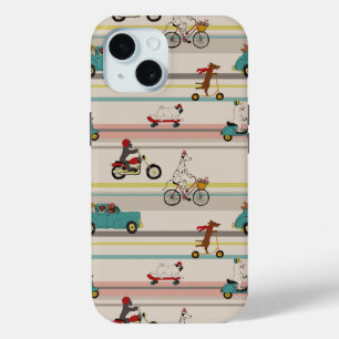 Dogs Moving in Vehicles Pattern iPhone 15 Case