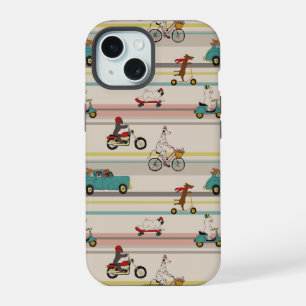 Dogs Moving in Vehicles Pattern iPhone 15 Case