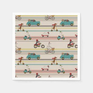 Dogs Moving in Vehicles Pattern Napkin