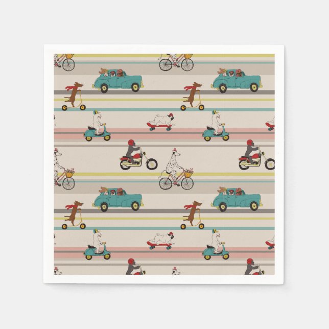 Dogs Moving in Vehicles Pattern Napkin (Front)