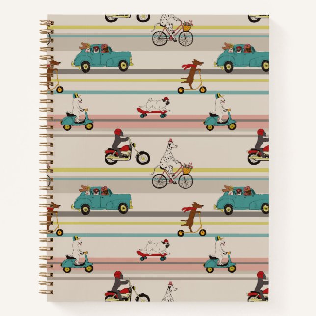 Dogs Moving in Vehicles Pattern Notebook (Front)
