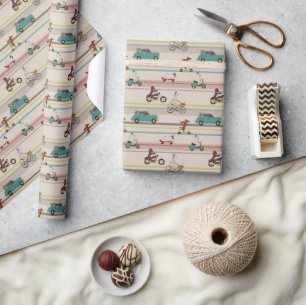 Dogs Moving in Vehicles Pattern Wrapping Paper