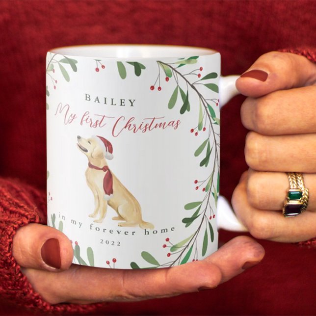 Dog's My First Christmas Photo and Name Coffee Mug (Creator Uploaded)