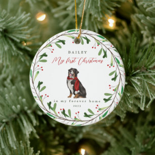 Dog's My First Christmas with Name Bernese Ceramic Tree Decoration