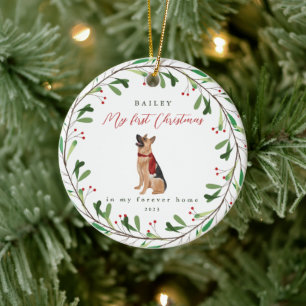Dog's My First Christmas with Name German Shepherd Ceramic Tree Decoration