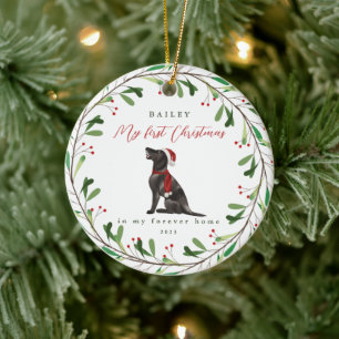 Dog's My First Christmas with Name Pointer Ceramic Tree Decoration