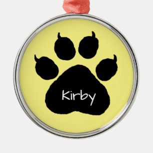 Dog's Name Personalised Paw Print Christmas Metal Metal Tree Decoration