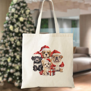 'Dogs of Christmas' cute dog lover tote bag