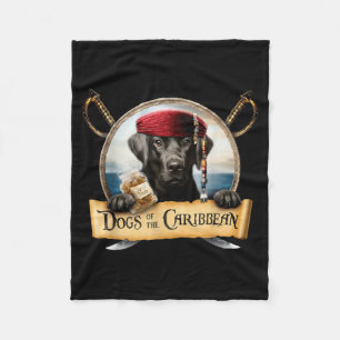 Dogs Of The Caribbean - Cute Black Labrador Pirate Fleece Blanket