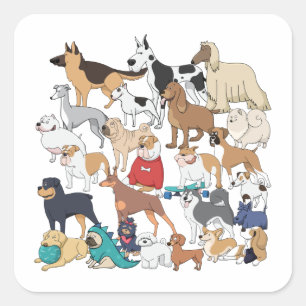 Dogs of the World Square Sticker