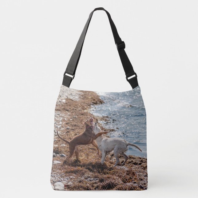 Dogs on beach crossbody bag (Front)