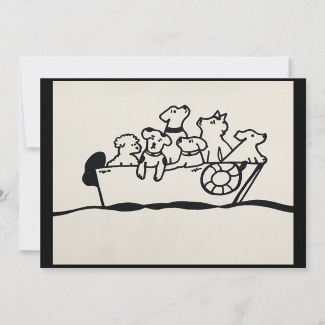 "Dogs on Boat" Invitation by Willowcatdesigns (Front)