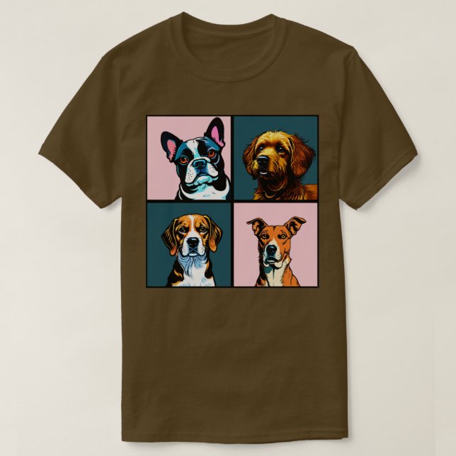 Dogs on pink background T-Shirt (Design Front)