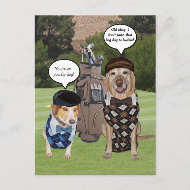 Dogs on the Golf Course Postcard (Front)