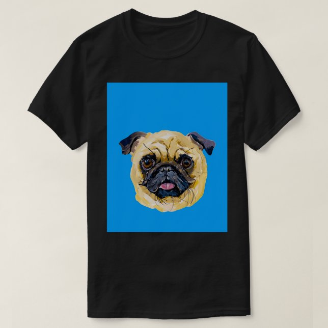 Dogs Over People Pug drawing Graphic  T-Shirt (Design Front)