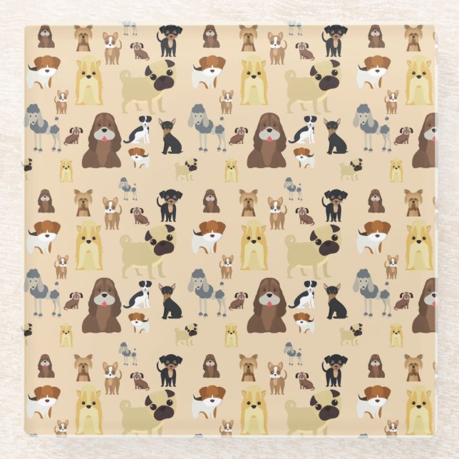 dogs pattern glass coaster (Front)