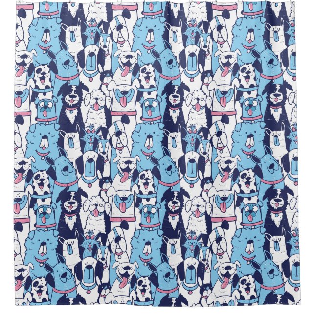 Dogs Pattern Shower Curtain (Front)
