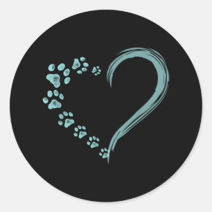 Dogs Paw Print Heart Dog Mum Classic Round Sticker