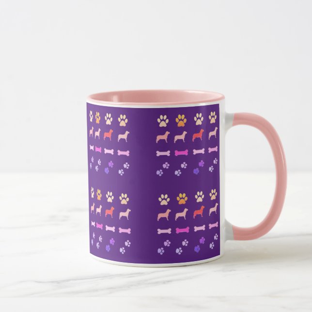 Dogs, Paw Prints and Dog Bones Coffee Mug (Right)
