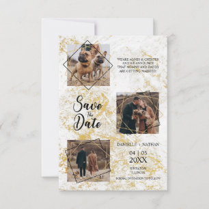 Dogs Pets Three Photos Engaged Faux Gold Effect